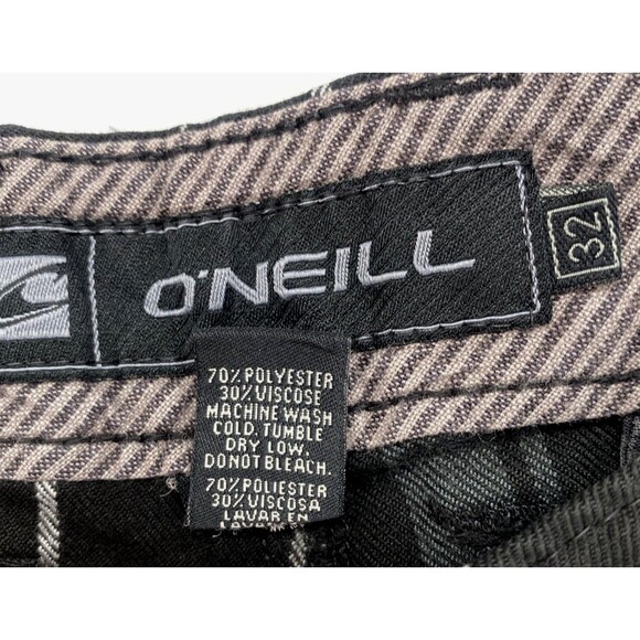 O’Neill Men’s Plaid Shorts Size 32 Black Gray Casual Surf Skate 32x 21 Out seam - Picture 5 of 6